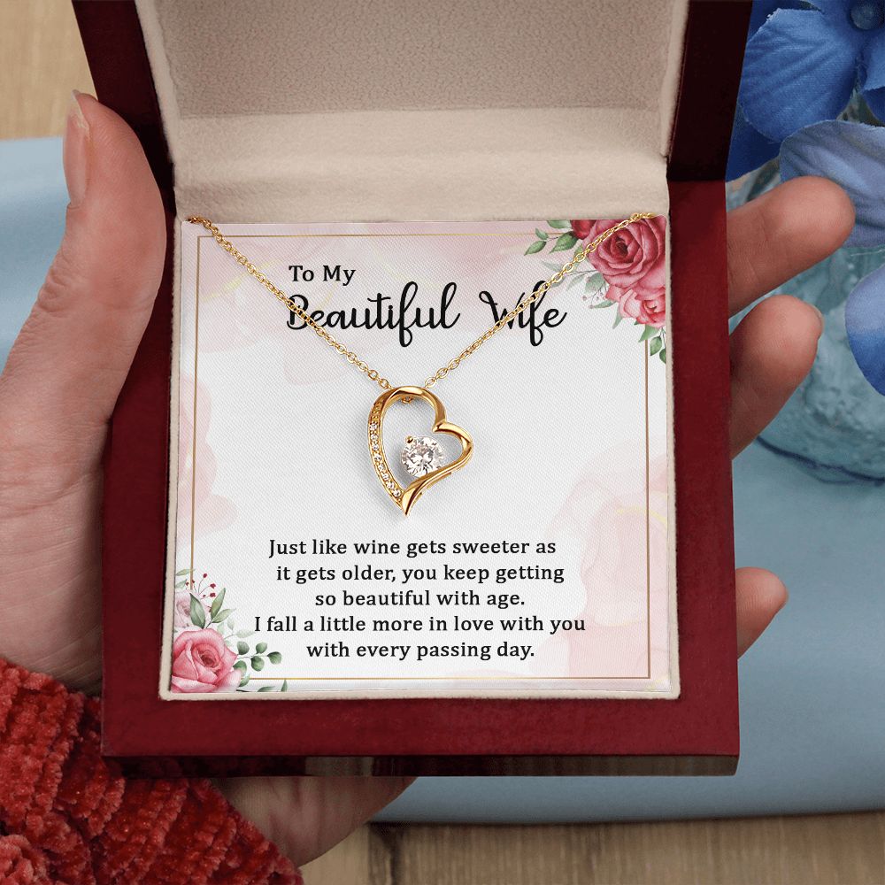 Forever Love Necklace To My beautiful Wife Just Like Wine Gets Sweeter