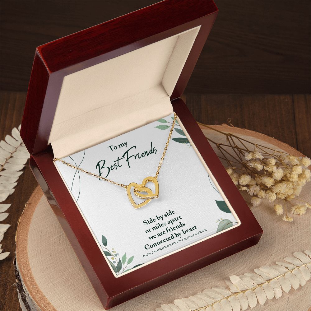 Interlocking Hearts Message Card Necklace to Best Friends