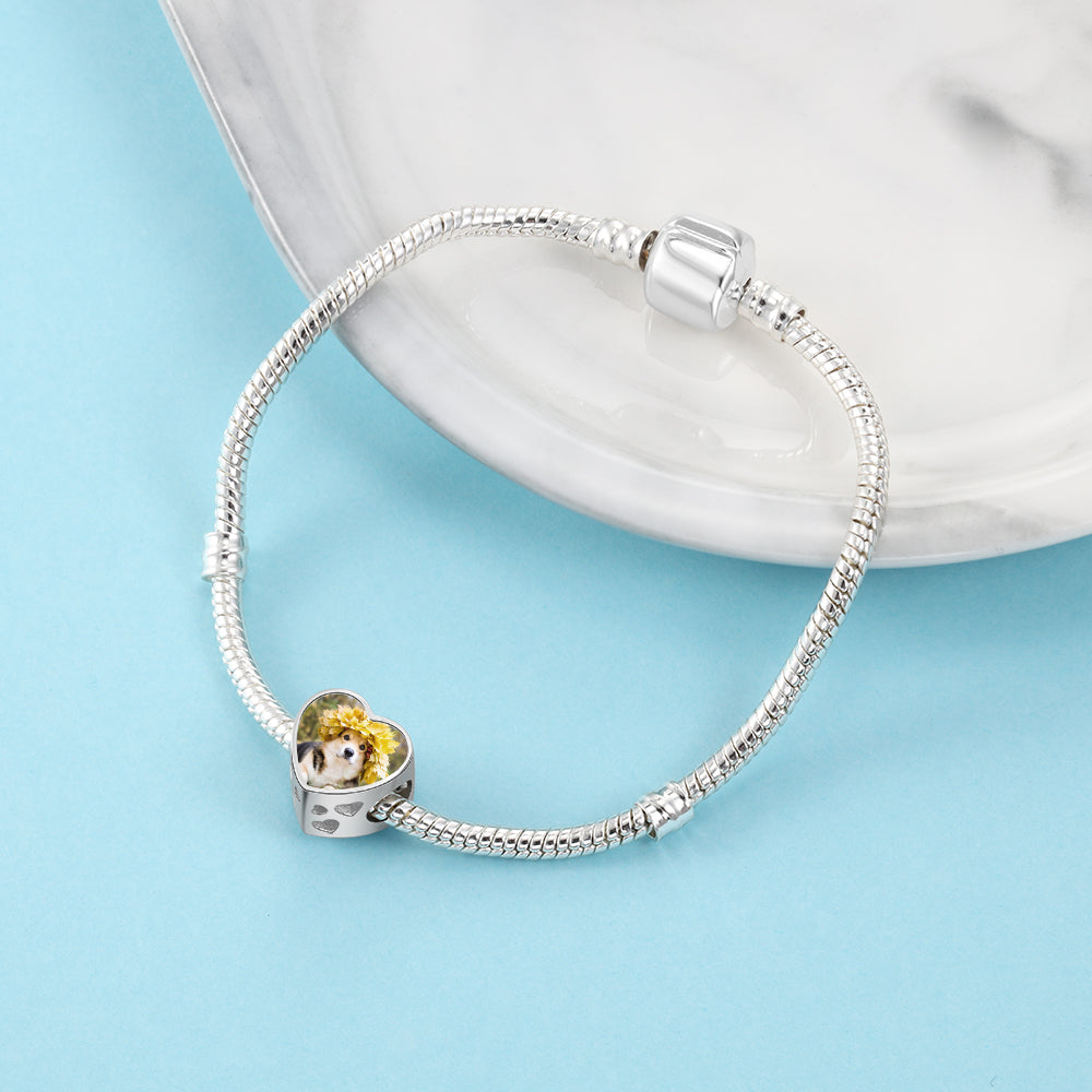 Custom Photo Bracelet Charm - I love my dog