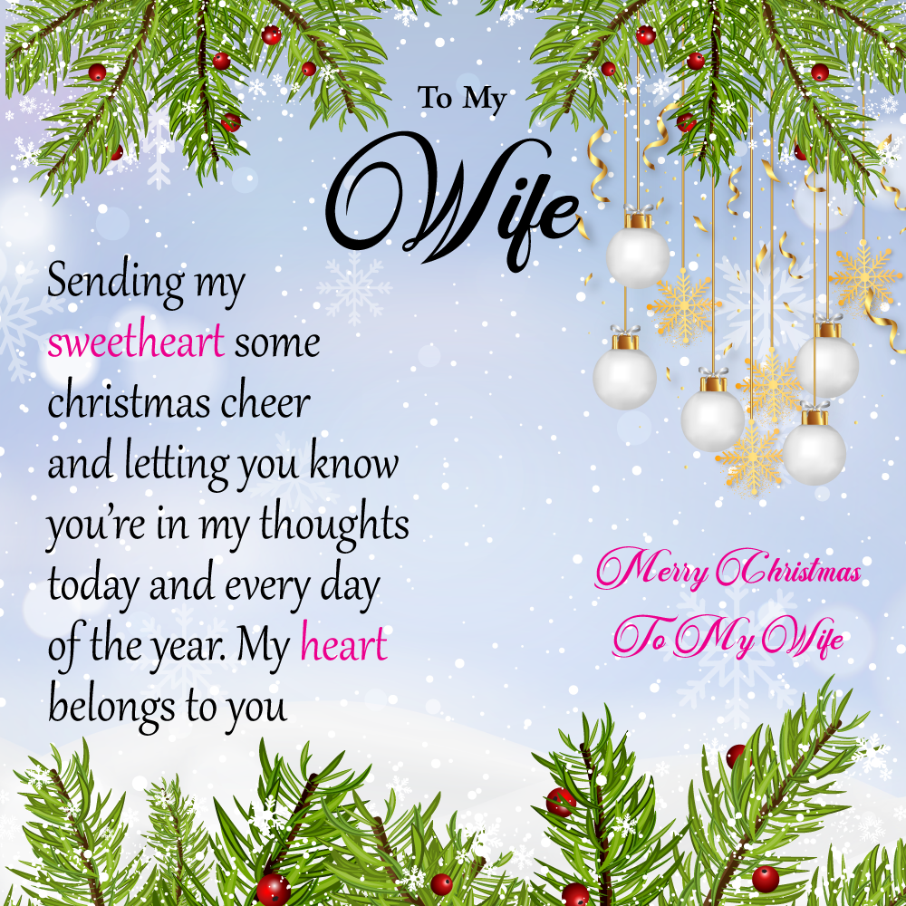 Merry Christmas To My Wife Message Card