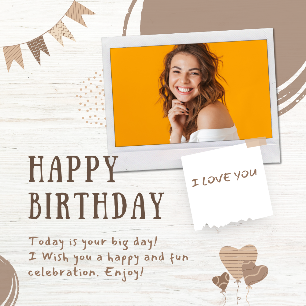 Simple Happy Birthday I love You Message Card