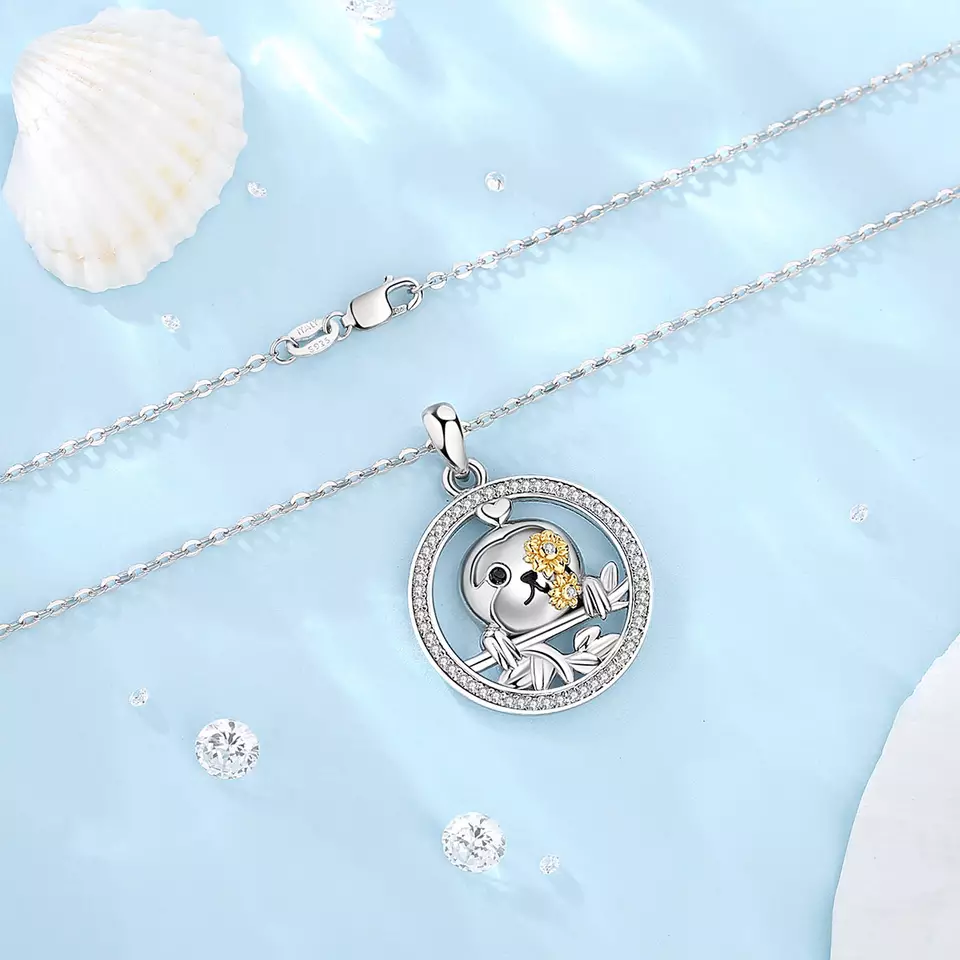 Cute Sloth  Sterling Silver Necklace