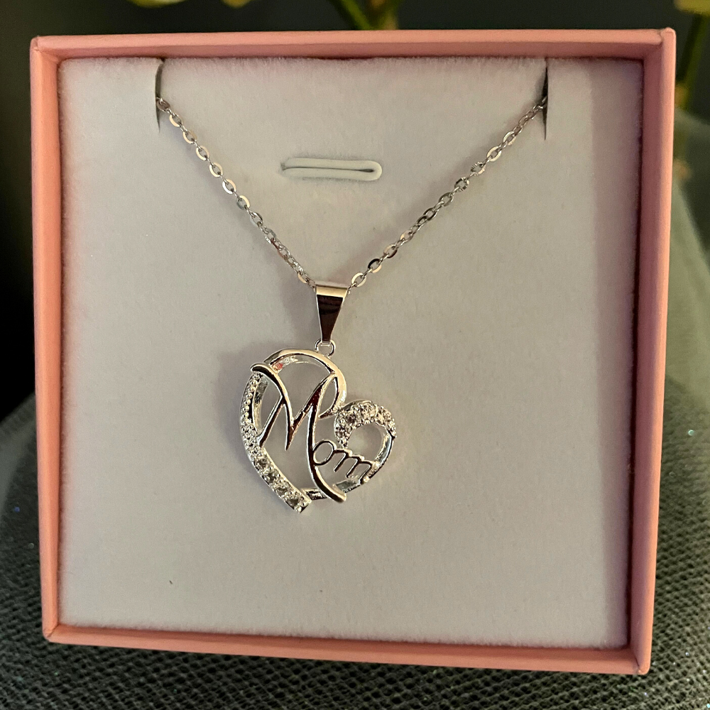 Mom Heart  Sterling Silver Necklace