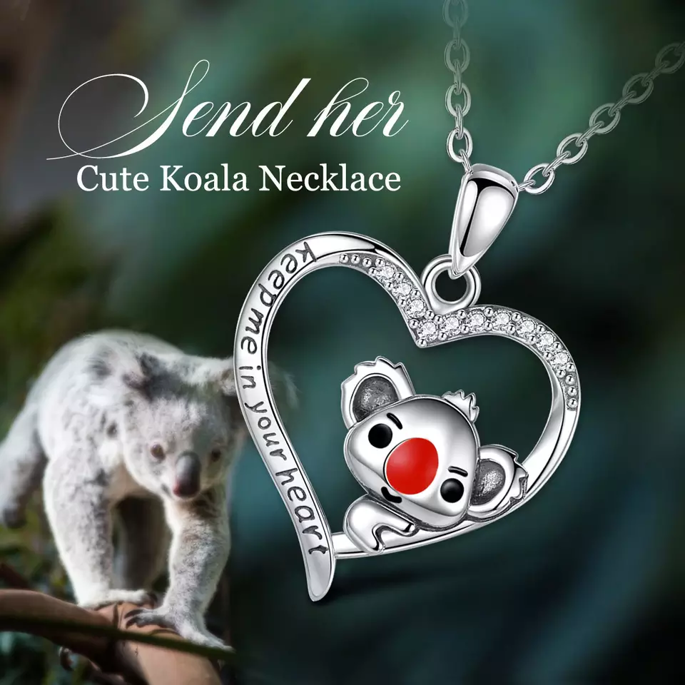 Cute Koala Bear  Sterling Silver Necklace