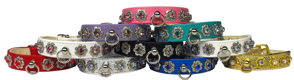 Starlight Crystal Flower Dog Collar