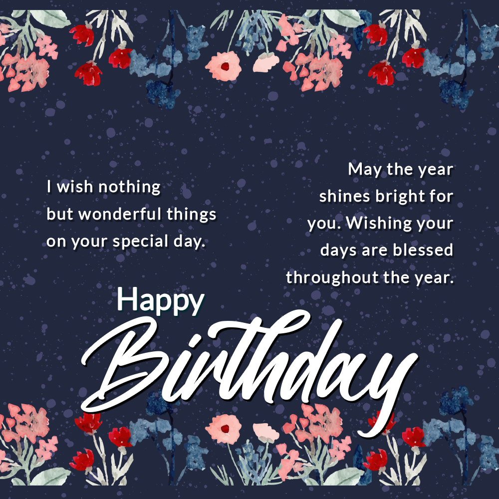 Happy Birthday I Wish Nothing But Wonderful Things Message Card