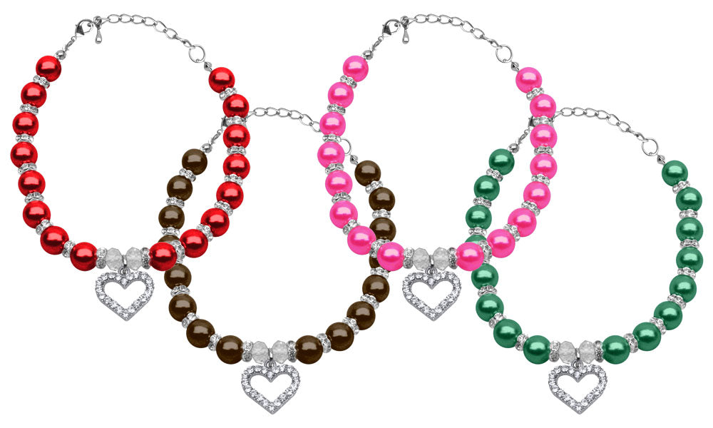 Heart and Pearl Pet Necklace