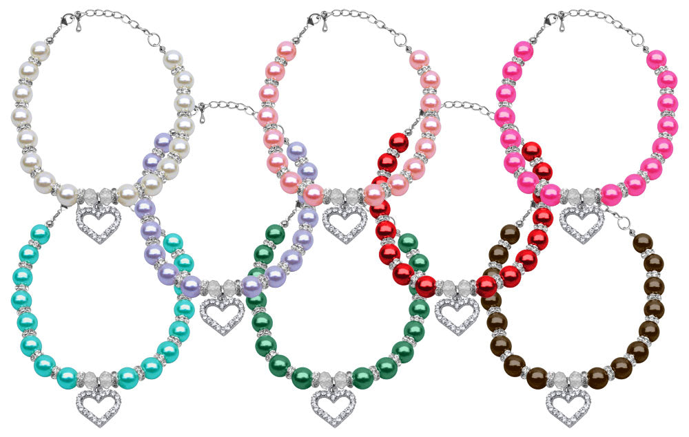 Heart and Pearl Pet Necklace