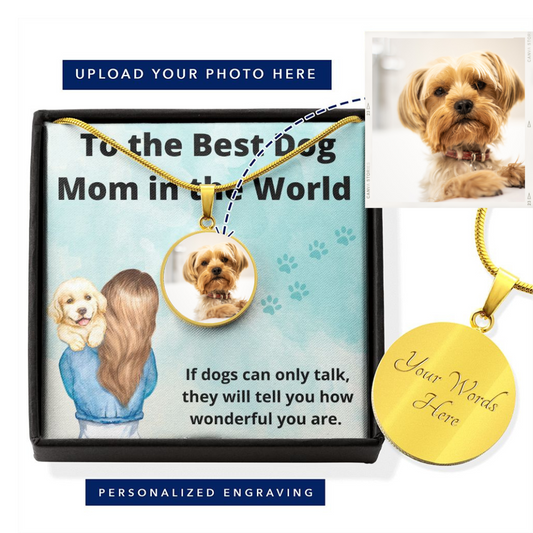 Round Personalized Photo Necklace with Message Card