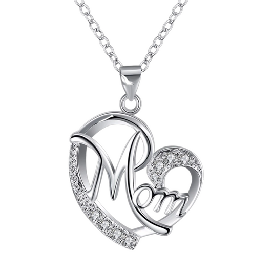 Mom Heart  Sterling Silver Necklace