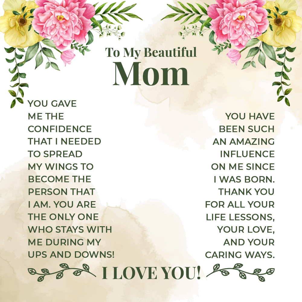 To My Beautiful Mom Message Card