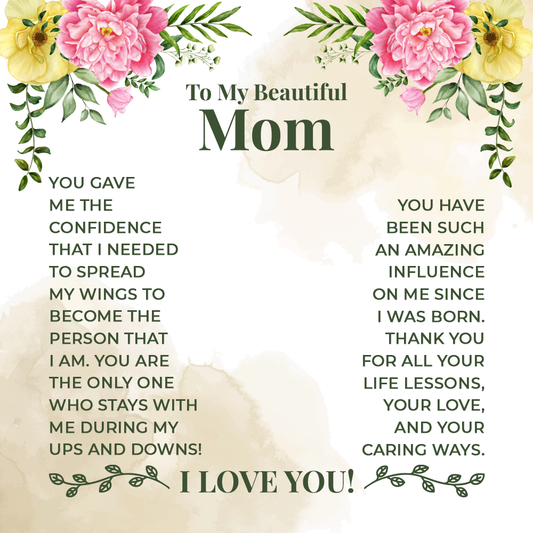 To My Beautiful Mom Message Card