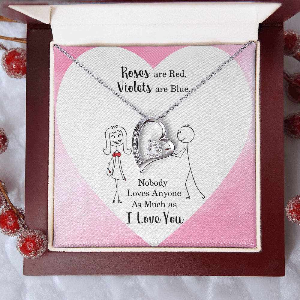 Roses are Red Violets Are Blue Message Card Necklace for Love