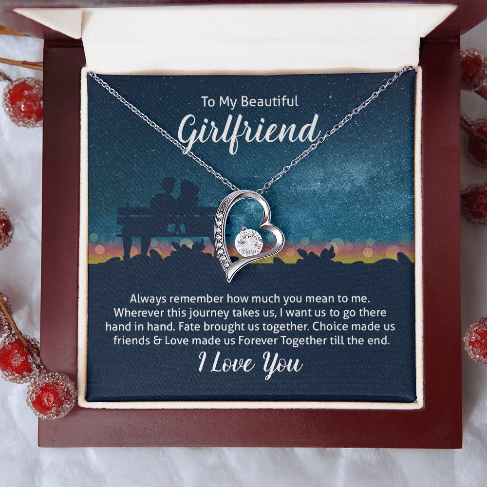 To My Beautiful Girlfriend Forever Love Message Card Necklace
