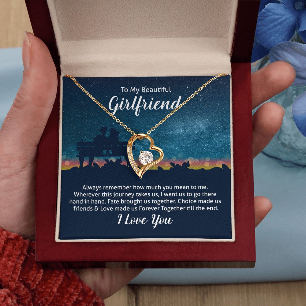 To My Beautiful Girlfriend Forever Love Message Card Necklace