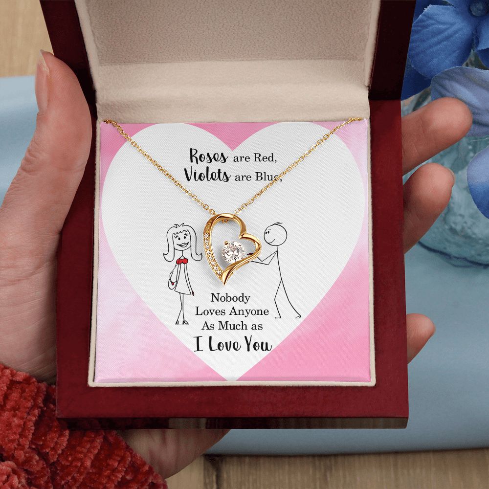 Roses are Red Violets Are Blue Message Card Necklace for Love
