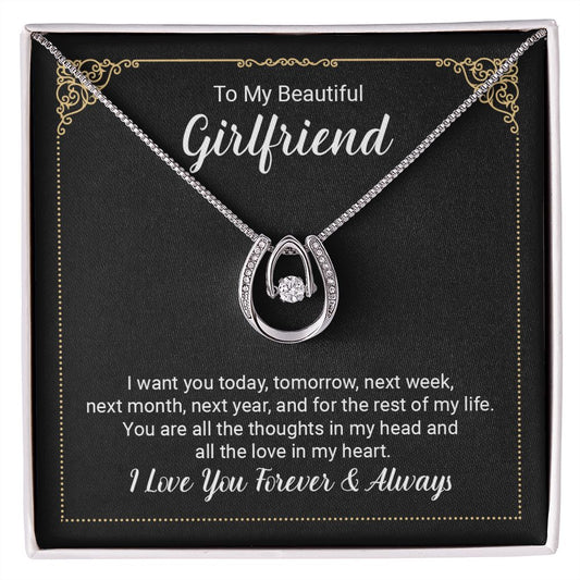To My Beautiful Girlfriend Lucky In Love Necklace
