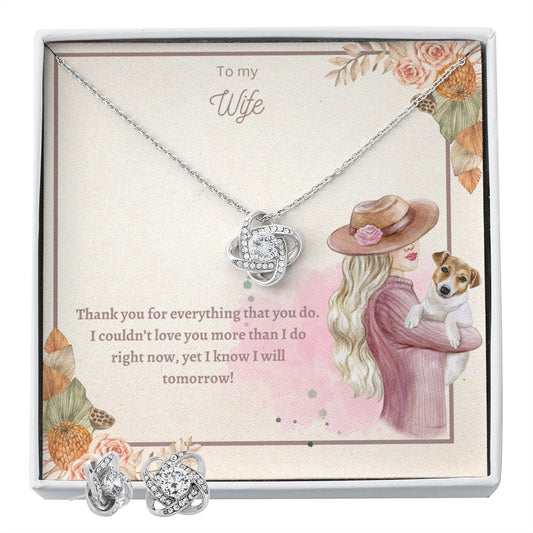 Love Knot Earring & Necklace Set - My Wife Thank You for Everything