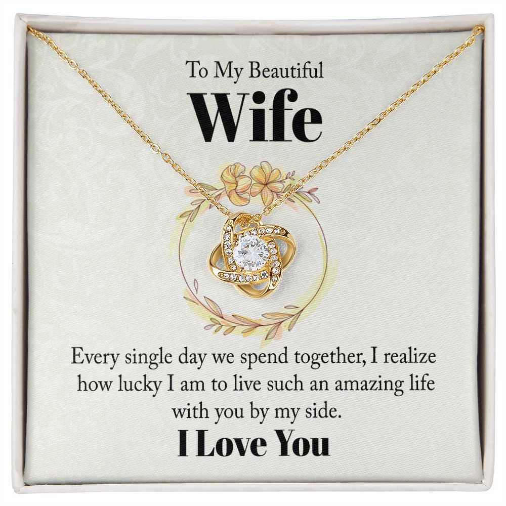To My Beautiful Wife I love You Message Card Necklace