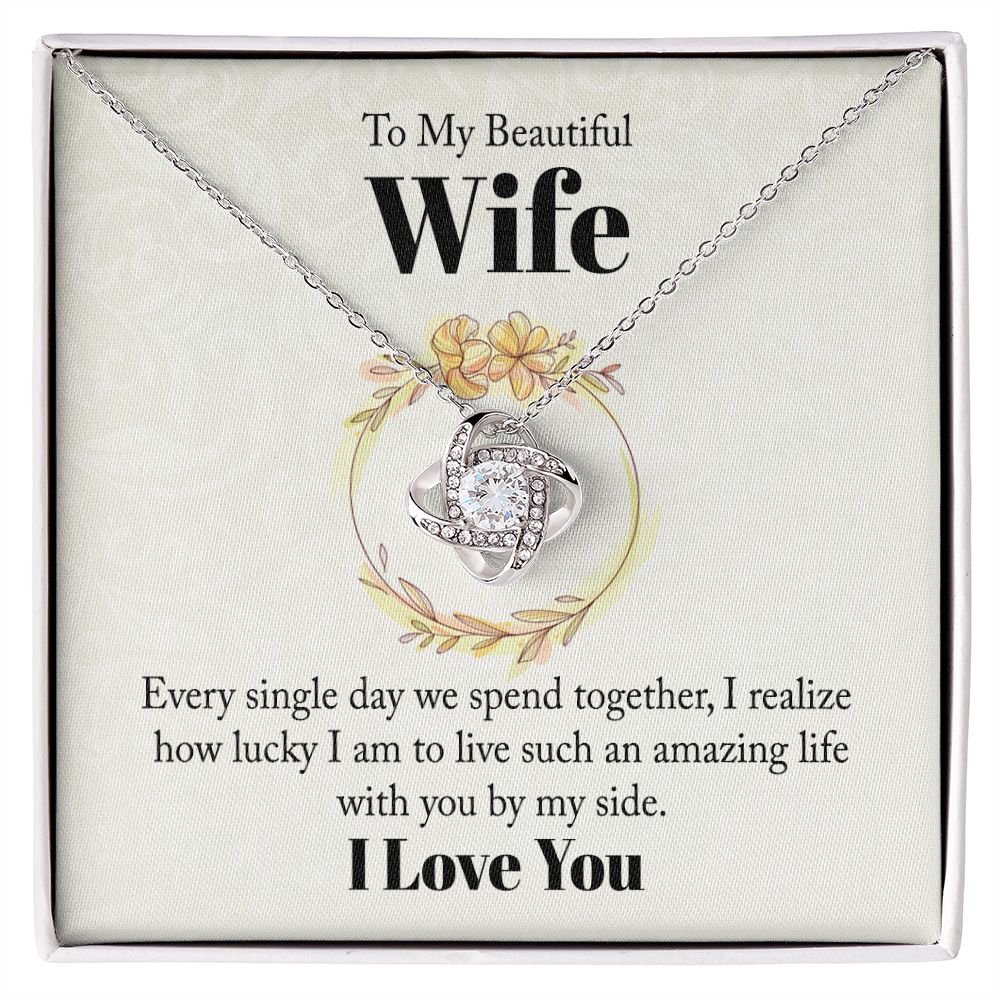 To My Beautiful Wife I love You Message Card Necklace