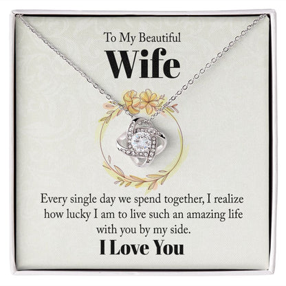 To My Beautiful Wife I love You Message Card Necklace