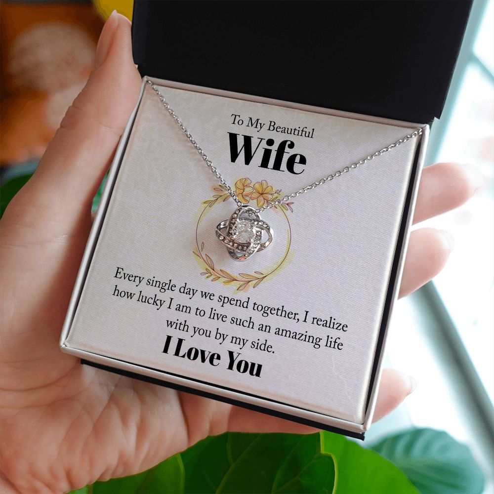 To My Beautiful Wife I love You Message Card Necklace