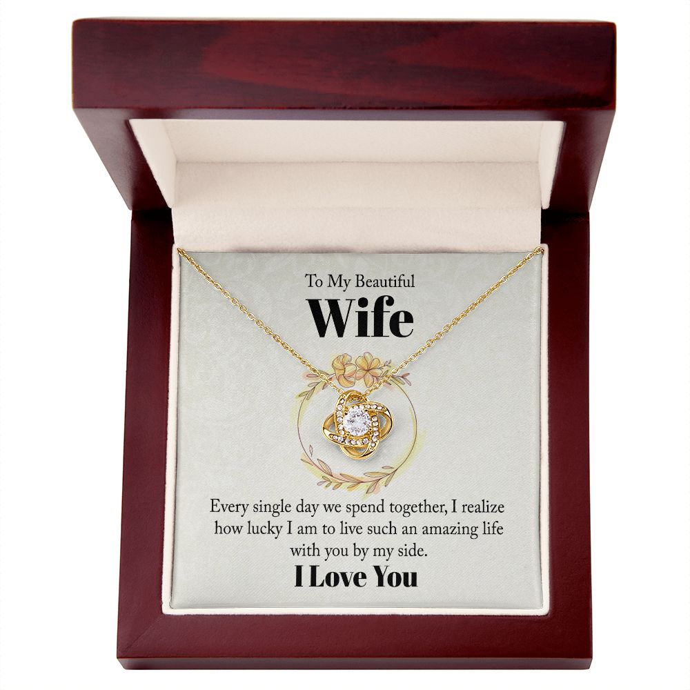 To My Beautiful Wife I love You Message Card Necklace