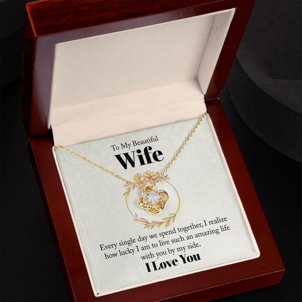 To My Beautiful Wife I love You Message Card Necklace