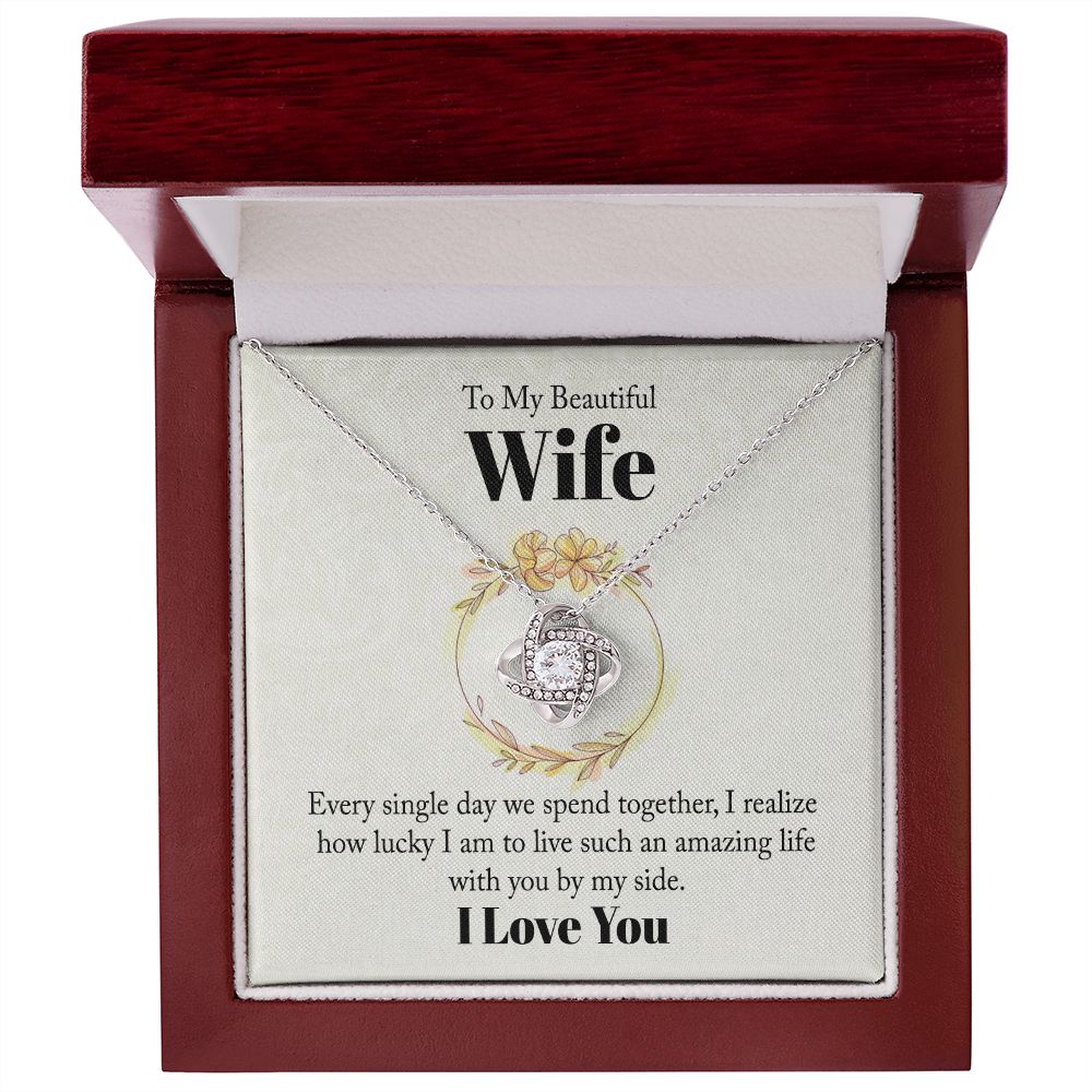 To My Beautiful Wife I love You Message Card Necklace