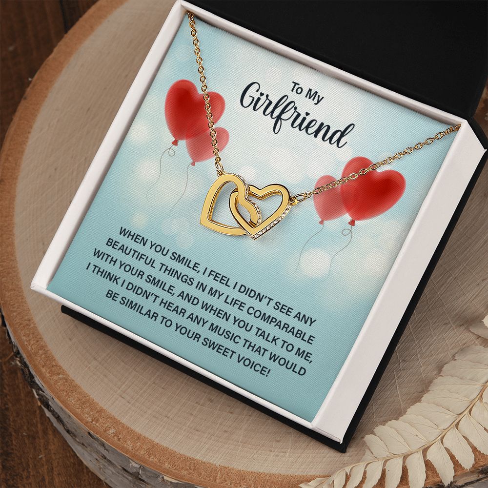 Necklace For Girlfriend Interlocking Hearts
