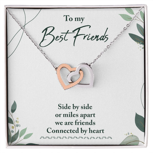 Interlocking Hearts Message Card Necklace to Best Friends