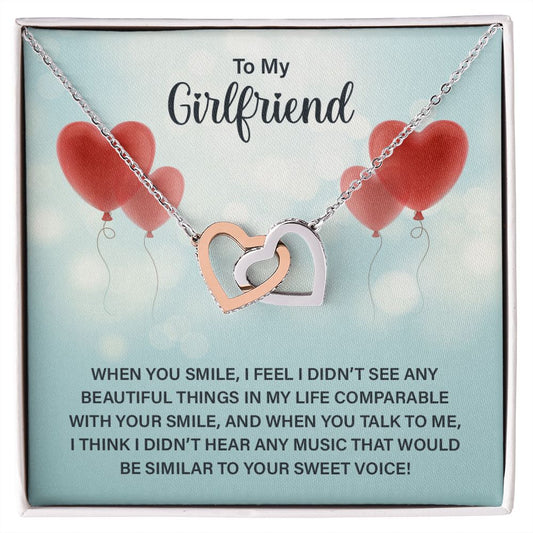 Necklace For Girlfriend Interlocking Hearts