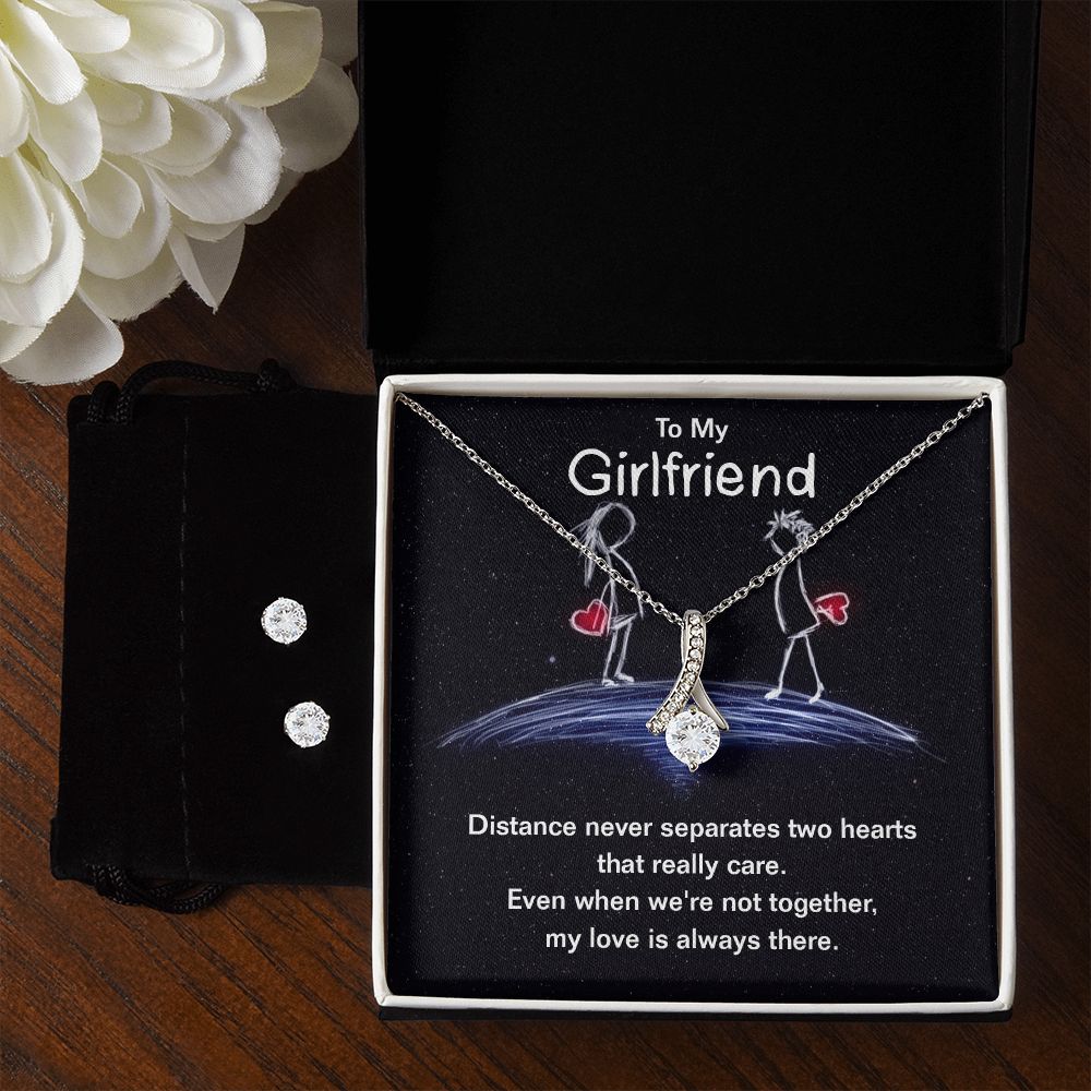 Alluring Necklace For Girlfriend Distance Never Separates Two Hearts