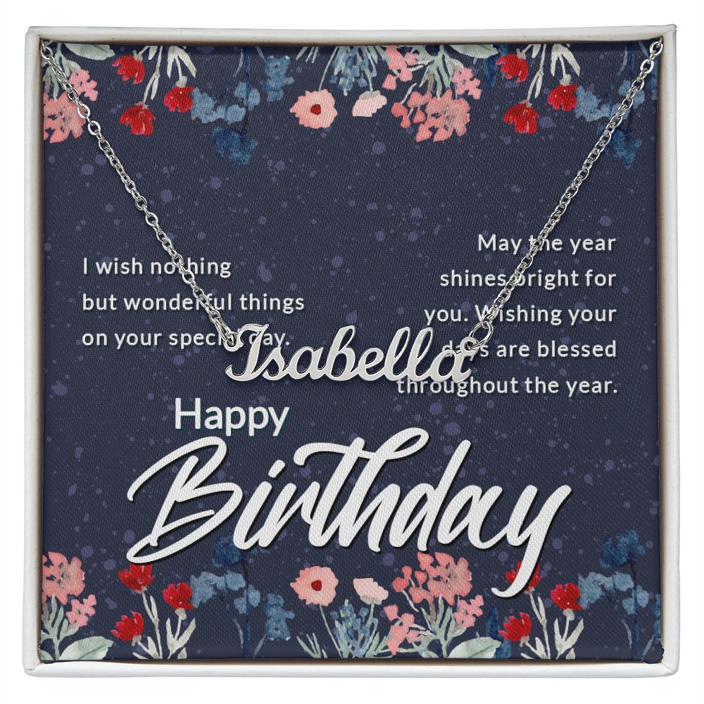 Custom Name Necklace Happy Birthday