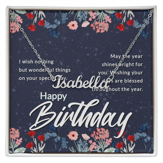 Custom Name Necklace Happy Birthday