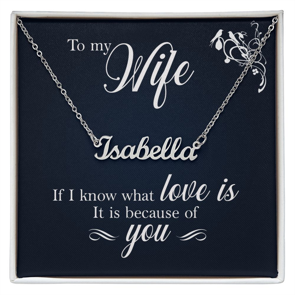 Custom Name Necklace To My Wife Message Card