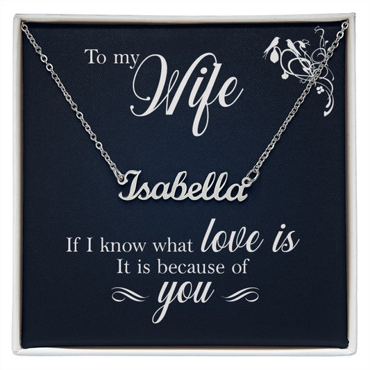 Custom Name Necklace To My Wife Message Card
