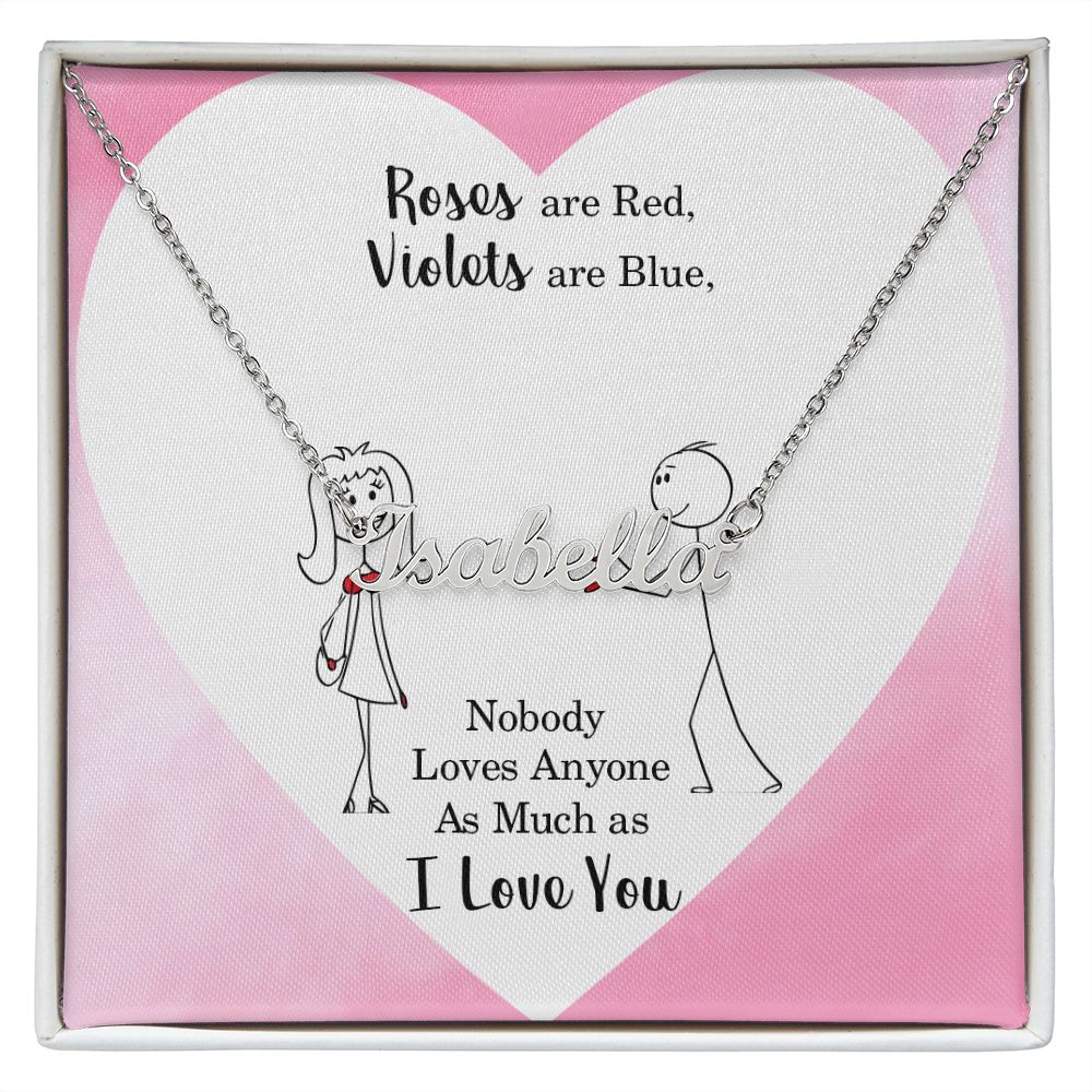 Custom Name Necklace - Roses are Red Message Card