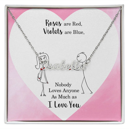 Custom Name Necklace - Roses are Red Message Card