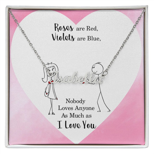 Custom Name Necklace - Roses are Red Message Card