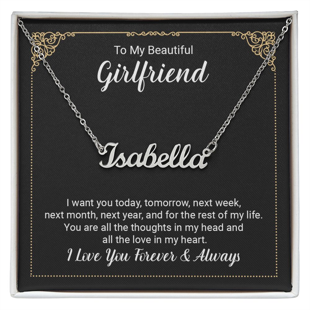 Custom Name Necklace - To My Beautiful Girlfriend I Love You Forever and Always