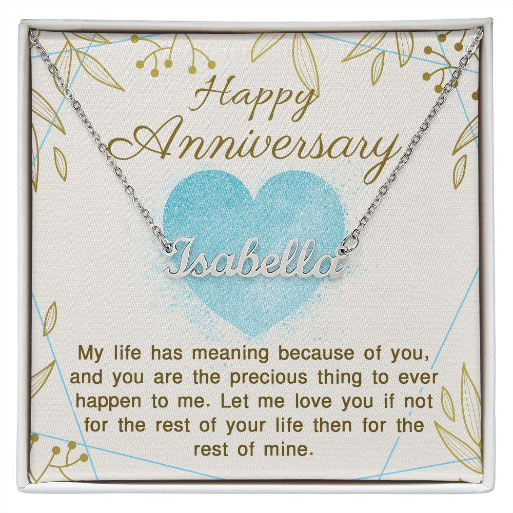 Custom Name Necklace - Happy Anniversary Message Card