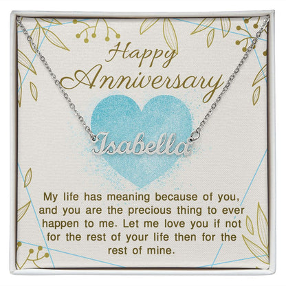Custom Name Necklace - Happy Anniversary Message Card
