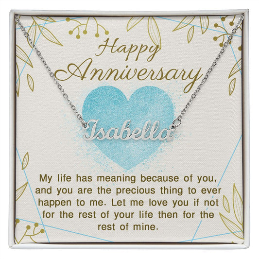 Custom Name Necklace - Happy Anniversary Message Card