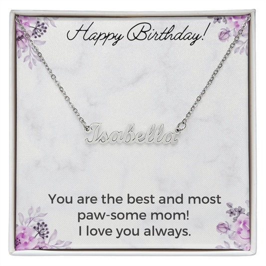 Custom Name Necklace Paw-Some Mom