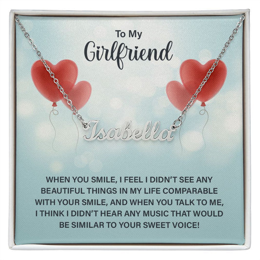 Custom Name Necklace - To My Girlfriend When You Smile
