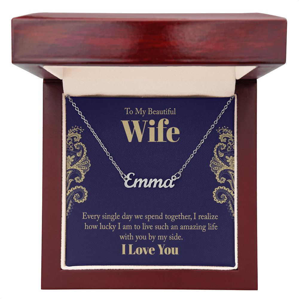 Custom Name Necklace - To My Beautiful Wife