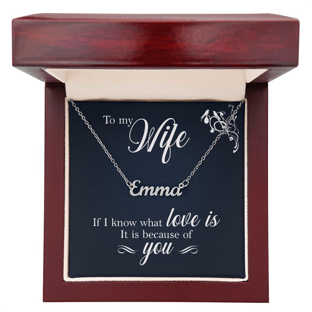 Custom Name Necklace To My Wife Message Card