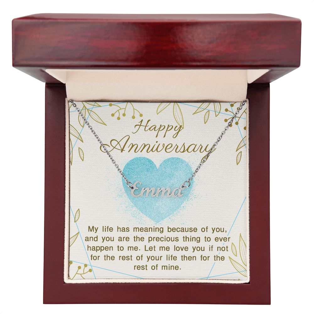 Custom Name Necklace - Happy Anniversary Message Card
