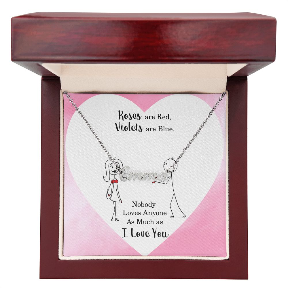 Custom Name Necklace - Roses are Red Message Card
